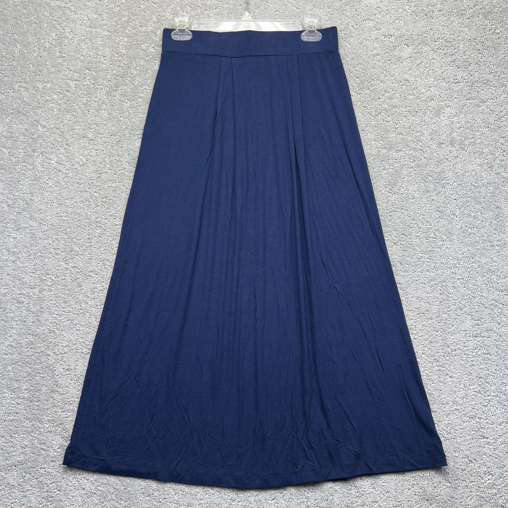 Dana Buchman Maxi Skirt Womens S Navy Blue Viscose Spandex Jersey Knit Elastic